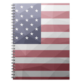 Caderno Espiral EUA bandeira Red White Blue América Malha Geométri