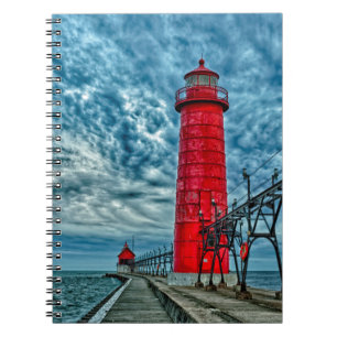 Caderno Espiral EUA, Grand Haven, Michigan, farol
