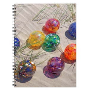 Caderno Espiral EUA, Oregon. Flutuadores Coloridos de Vidro na Dun