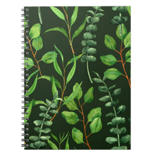 Caderno Espiral Eucalipto em verde escuro