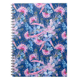 Caderno Espiral Eucalipto Grevillea Azul e Rosa
