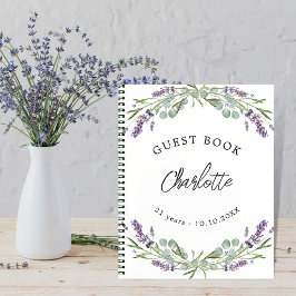 Caderno Espiral Eucalipto violeta de lavanda de aniversário do liv