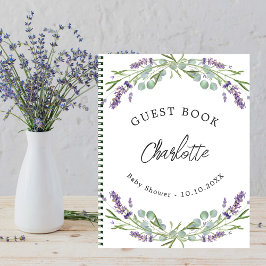 Caderno Espiral Eucalipto violeta de lavanda do livro convidado