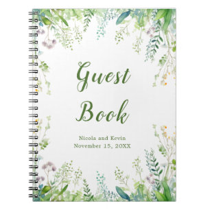 Caderno Espiral Eucalyptus Greenery deixa o livro convidado de cas