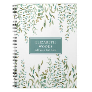 Caderno Espiral Eucalyptus-Watercolor Rustic Deixa Personalizado  