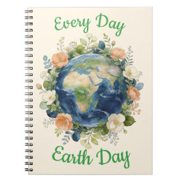 Caderno Espiral Every Day Earth Day Floral Wreath Earth