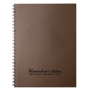 Caderno Espiral Exame de Textura de Couro Castanho Escuro Monogram