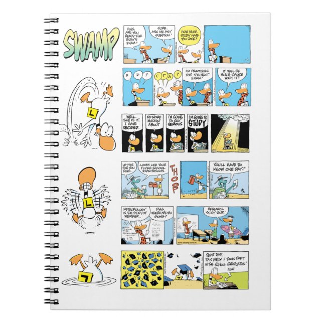 Caderno Espiral Exames da escola de vôo do pato de Ding (Frente)