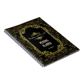 Caderno Espiral Excelente Negro e Dourado Gatsby Art Deco Planner