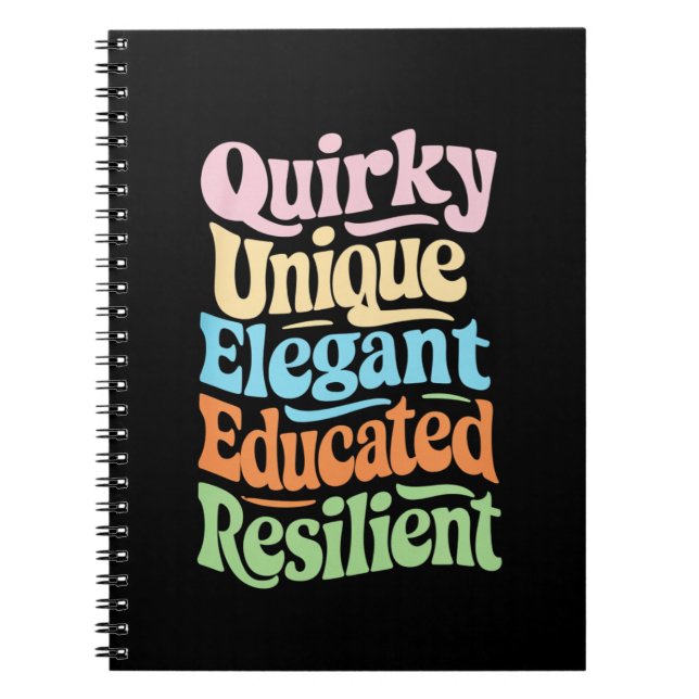 Caderno Espiral Excêntrico Enigmático Elegante Educado Resiliente  (Frente)