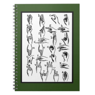Caderno Espiral Exemplos do linguagem gestual do ASL