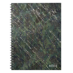Caderno Espiral Exército Verde e Prata Camuflagem Brilho Glamour E