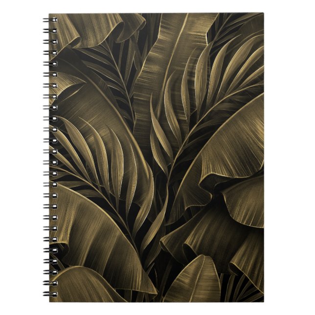 Caderno Espiral Exótico tropical: Natureza Ouro Grunge (Frente)