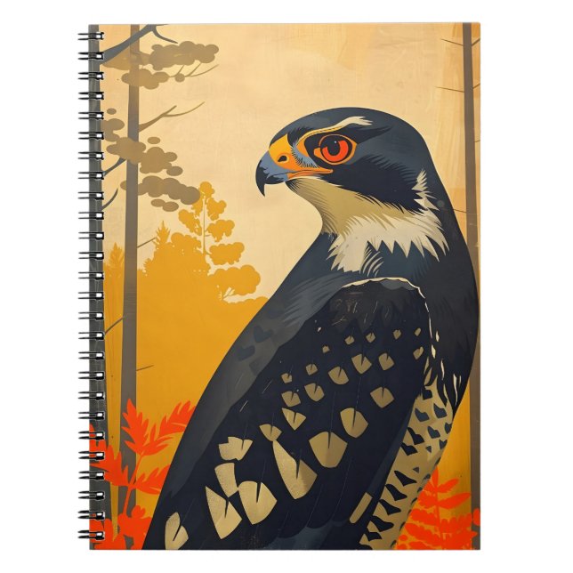 Caderno Espiral Expedição Vintage com o americano Goshawk (Frente)