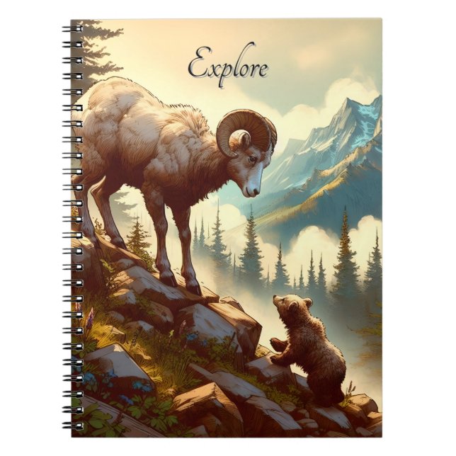 Caderno Espiral Explore Bighorn Sheep Grizzly Cub Mountain (Frente)