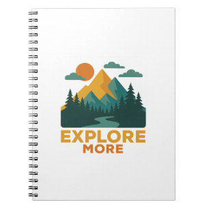 Caderno Espiral Explore mais - Retro Mountain & Forest Adventure