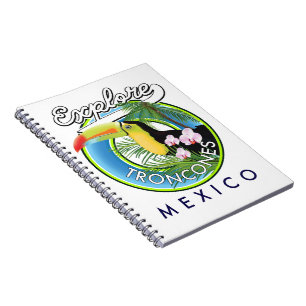 Caderno Espiral Explore Troncones México logotipo retro