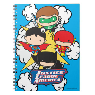 Caderno Espiral Explosão da Liga da Justiça de Chibi na América