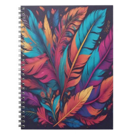 Caderno Espiral Explosão de Pena Vibrante