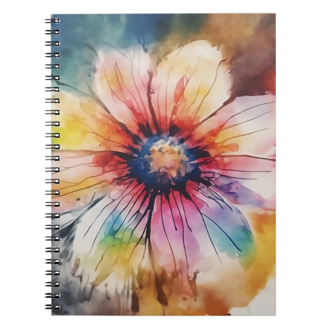 Caderno Espiral Explosão Floral de Cores (Frente)