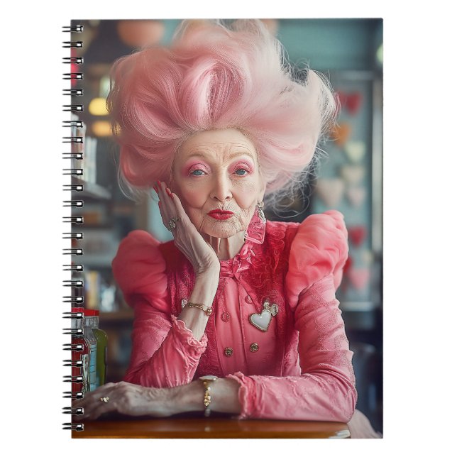 Caderno Espiral Expressão do Beijo de Eterno Graça a Rosa (Frente)