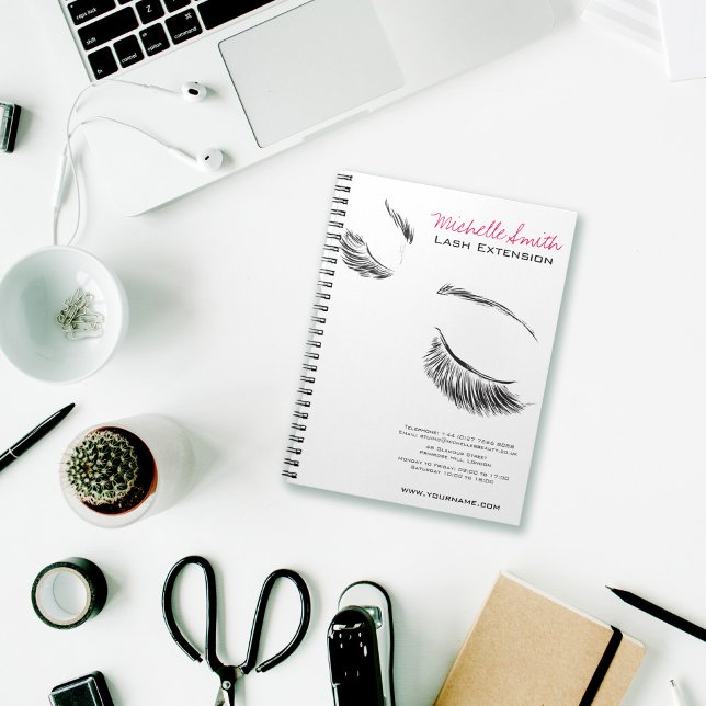 Caderno Espiral Extensão de Lash com lascas longas de face (Criador carregado)
