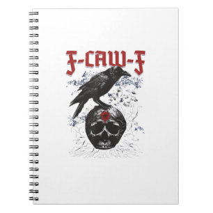 Caderno Espiral F-Caw-F Corvo do Halloween Engraçado Corvo Humor G