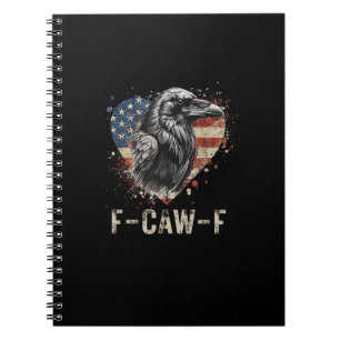 Caderno Espiral F-Caw-F Corvo Pássaro Coração EUA Bandeira Vintage