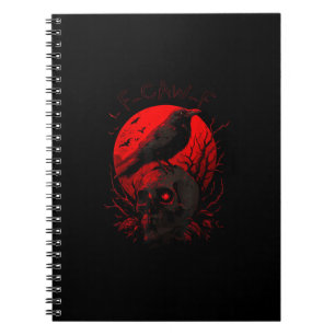Caderno Espiral F-Caw-F Corvo Pássaro Engraçado Lua Vermelha Gótic
