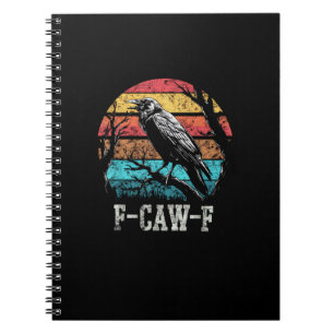 Caderno Espiral F-Caw-F Corvo Retro Pôr do Sol Trocadilho Humoríst