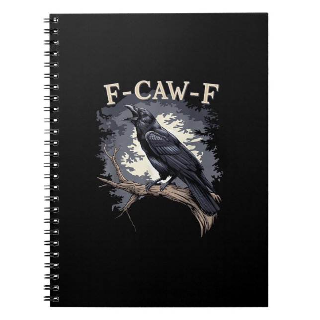 Caderno Espiral F Caw F Funny Bird Crow Creative Casual Design (Frente)