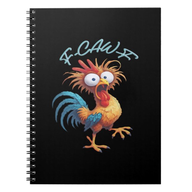 Caderno Espiral F Caw F Funny Chicken Humor Retro Style (Frente)