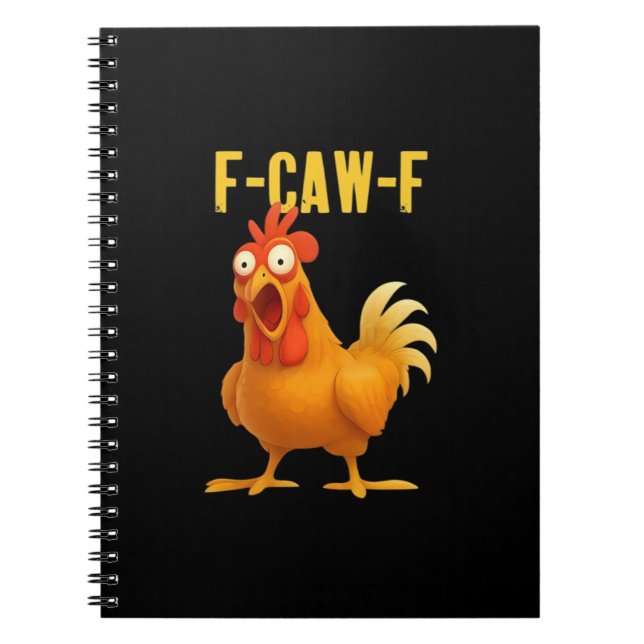 Caderno Espiral F Caw F Funny Chicken Meme Trendy Modern Style (Frente)