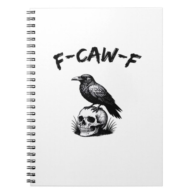Caderno Espiral F Caw F Halloween Raven Skull Gothic Humor Design (Frente)
