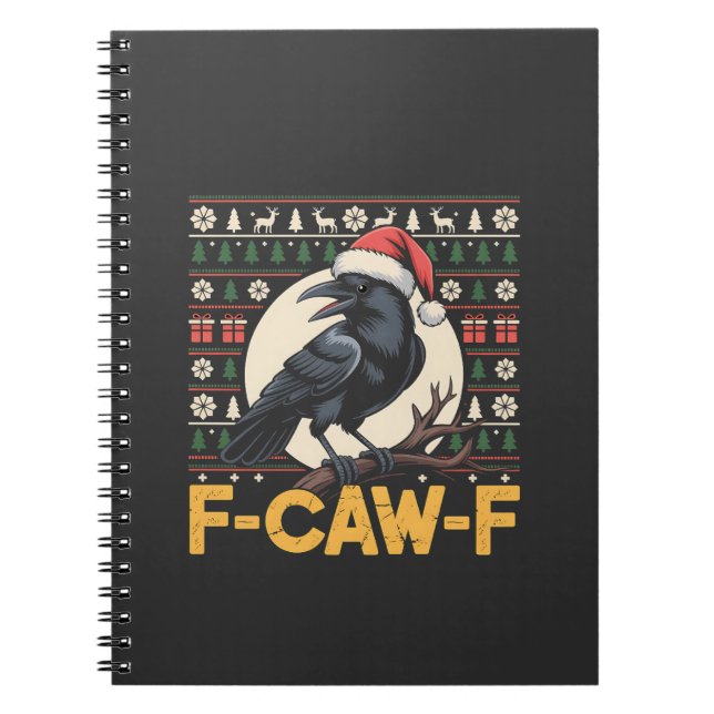 Caderno Espiral F-Caw-F Ugly Christmas Sweater Engraçado Raven Xma (Frente)