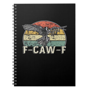 Caderno Espiral F-Caw-F Vaca Pássaro Engraçado Vintage Pôr do Sol 