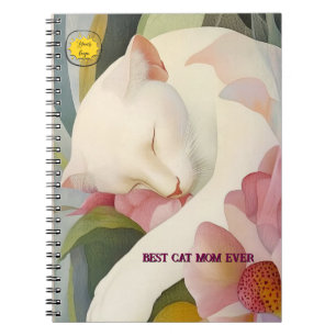 Caderno Espiral Fã de gatos Mãe Foto laranja