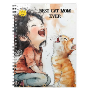Caderno Espiral Fã de gatos Mãe Foto laranja