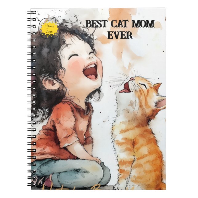 Caderno Espiral Fã de gatos Mãe Foto laranja (Frente)