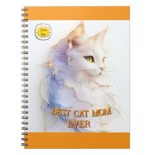 Caderno Espiral Fã de gatos Mãe Foto laranja