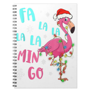 Caderno Espiral Fa La La La Mingo Flamingo Para O Natal Paja