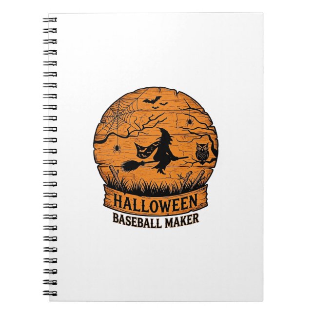 Caderno Espiral Fabricante de Basebol de Halloween Bruxa Voadora L (Frente)
