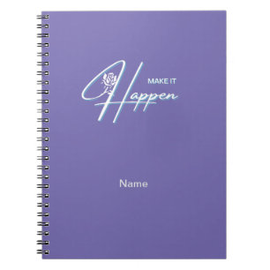 Caderno Espiral Faça acontecer Design de citação motivacional