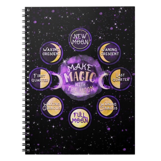 Caderno Espiral Faça Magia Com Os Ciclos Lunares Fases Da Lua (Frente)