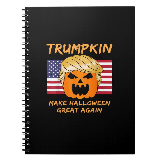 Caderno Espiral Faça o Excelente de Halloween de novo Trumpkin (Frente)