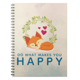 Caderno Espiral Faça o que te faz feliz dormindo com corações