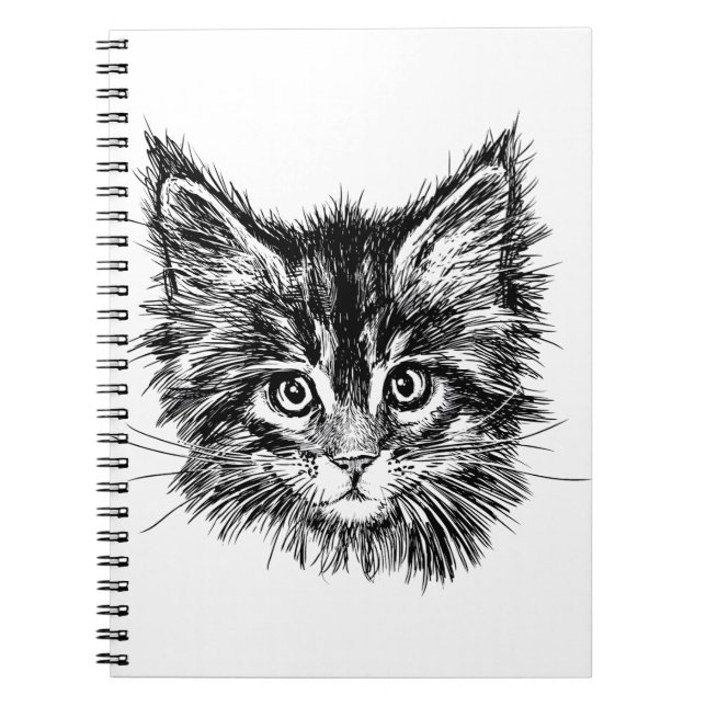 Caderno Espiral Face de Kitten Preta e Branca (Frente)