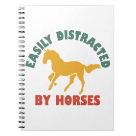 Caderno Espiral Fácil Distração Por Cavalos