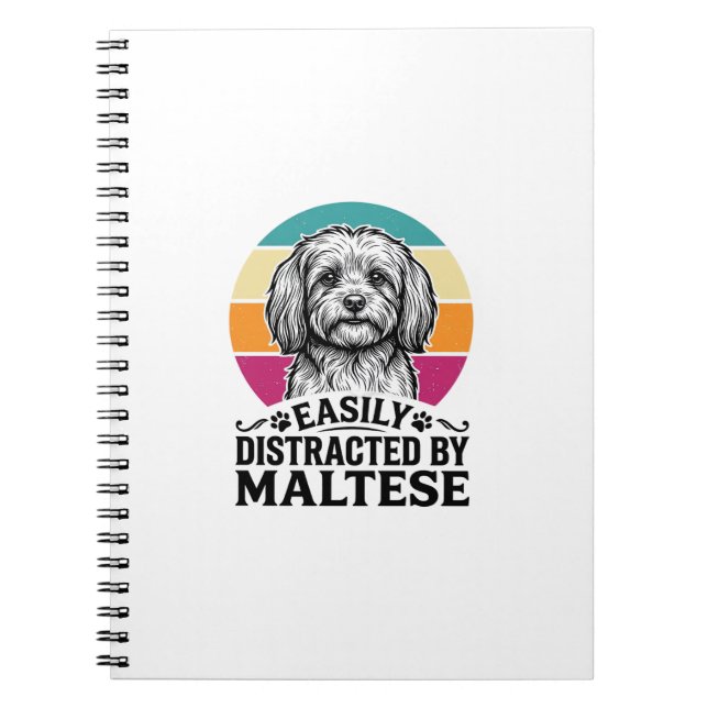 Caderno Espiral Facilmente Distraído Pelo Design de Cachorro Vinta (Frente)