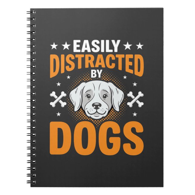 Caderno Espiral Facilmente Distraído Por Cães (Frente)